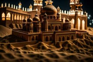 un modelo de un mezquita en el Desierto a noche. generado por ai foto