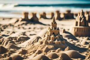 sand castles on the beach. AI-Generated photo