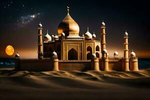 the taj mahal in the desert at night. AI-Generated photo