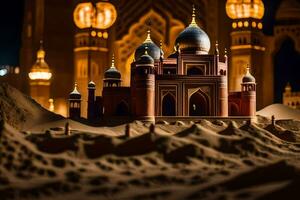 a model of a taj mahal at night. AI-Generated photo