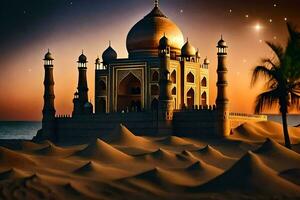 the taj mahal is a beautiful building in the desert. AI-Generated photo