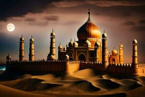 the taj mahal is a beautiful building in the desert. AI-Generated photo