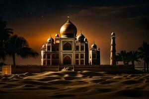 the taj mahal is a beautiful building in the desert. AI-Generated photo