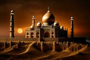 the taj mahal is a beautiful building in the desert. AI-Generated photo