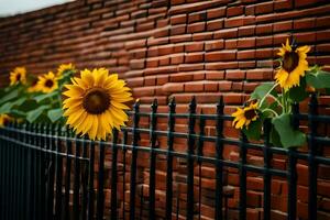 girasoles en un cerca. generado por ai foto