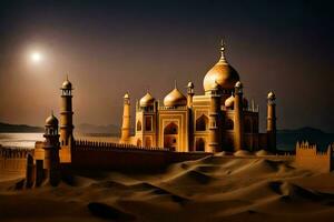 the taj mahal is a beautiful building in the desert. AI-Generated photo