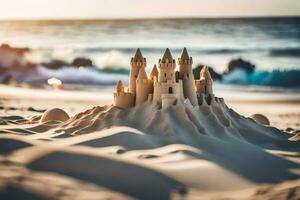 sand castle on the beach. AI-Generated photo