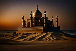 el taj mahal es un hermosa edificio en el desierto. generado por ai foto