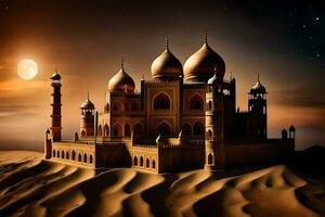 the taj mahal is a beautiful building in the desert. AI-Generated photo