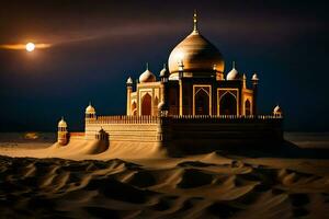 the taj mahal in the desert at night. AI-Generated photo