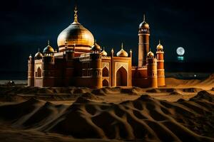 the mosque is located in the middle of the desert. AI-Generated photo
