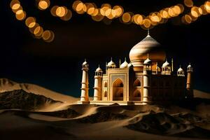 the taj mahal is lit up in the desert. AI-Generated photo