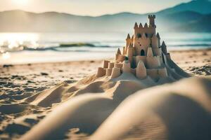 sand castle on the beach. AI-Generated photo