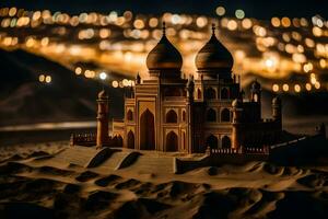 a model of a taj mahal at night. AI-Generated photo