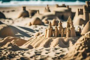 sand castles on the beach. AI-Generated photo