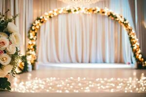 a wedding ceremony with candles and flowers. AI-Generated photo