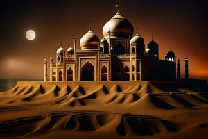 the taj mahal is a beautiful building in the desert. AI-Generated photo