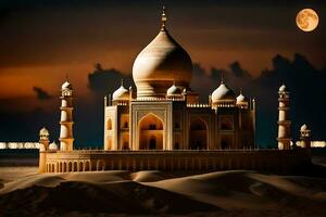 el taj mahal es un hermosa edificio en el desierto. generado por ai foto