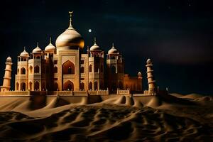 the taj mahal is a beautiful building in the desert. AI-Generated photo