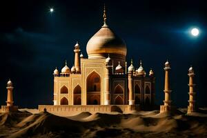 the taj mahal is a beautiful building in the desert. AI-Generated photo