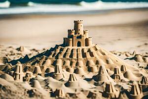 sand castle on the beach. AI-Generated photo