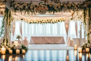 a wedding ceremony with candles and flowers. AI-Generated photo