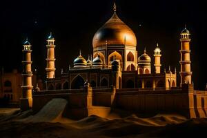 un modelo de un mezquita a noche. generado por ai foto