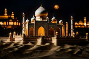 a model of a taj mahal at night. AI-Generated photo