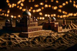 a model of a mosque in the desert. AI-Generated photo