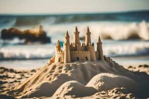 sand castle on the beach. AI-Generated photo