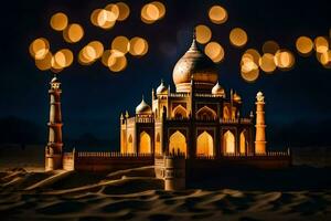 a model of a taj mahal at night. AI-Generated photo