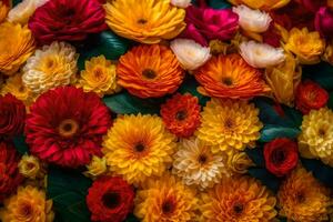 colorful flowers arranged in a circle. AI-Generated photo