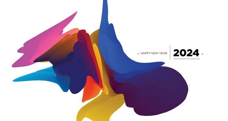 Vector colorful abstract fluid background for calendar cover template new year 2024
