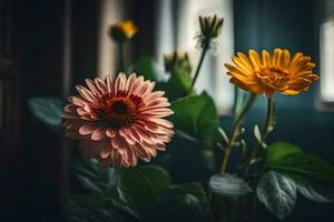 flowers in a vase. AI-Generated photo