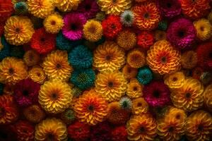 colorful flowers are arranged in a pattern. AI-Generated photo