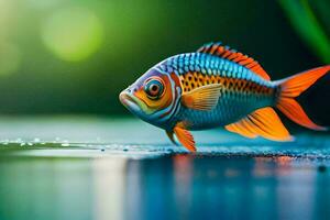 a fish with bright orange and blue stripes. AI-Generated photo