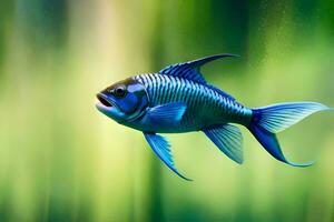 un azul pescado nadando en el agua. generado por ai foto