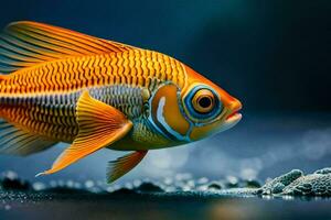 an orange fish with blue eyes and white fins. AI-Generated photo