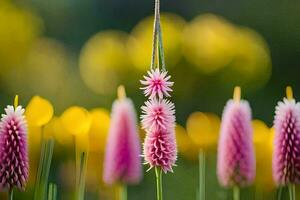 pink flowers in the grass. AI-Generated photo