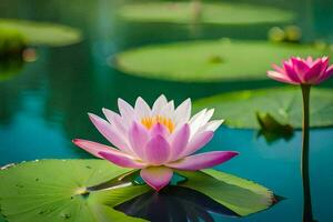 pink lotus flower in the water. AI-Generated photo