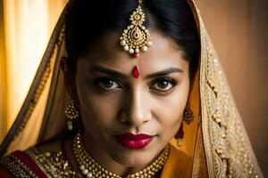 a beautiful indian bride in traditional attire. AI-Generated photo