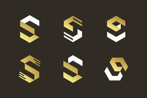 Set of letter S logo design element with creative unique idea vector