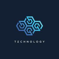 Technology logo design vector element with hexagonal concept