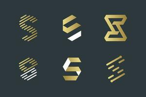 Set of letter S logo design element with creative unique idea vector