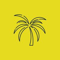 Palm tree logo design element with creative line art concept vector