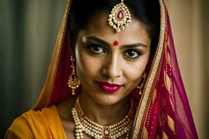 beautiful indian bride in traditional bridal attire. AI-Generated photo