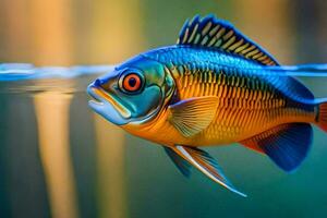 a colorful fish swimming in the water. AI-Generated photo