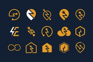 Set of power logo design element with creative modern concept vector