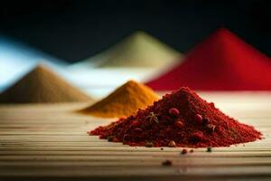 a pile of spices on a table. AI-Generated photo