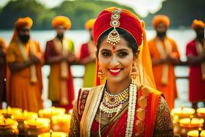 a beautiful indian bride in traditional attire. AI-Generated photo